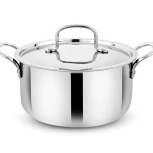 GSP Tri-ply Stainless Steel Casserole With SS Lid, Premium Quality, 3 Layer Thick Body, 100% Toxin-free, Non-stick, Induction & Gas, 14/16/18 cm, 1.1/1.5/2.3L
