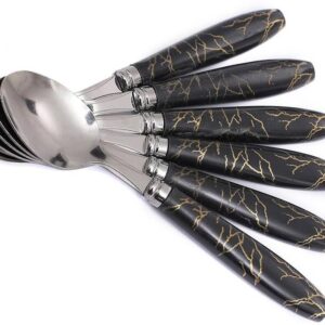 GSP Ceramic Marble Handle Stainless Steel Dessert Spoon Set  (Pack of 6)